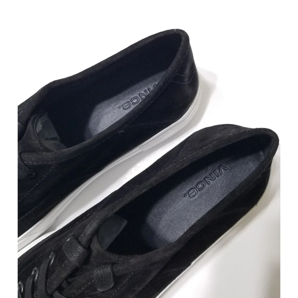 NIB Vince Copley Italian Sport Suede Platform Lace Up Sneaker Black 9 9.5